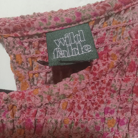 Puff Sleeve Micro Floral Pink Tiered Dress Wild Fable Size XS Mini - Picture 5 of 8